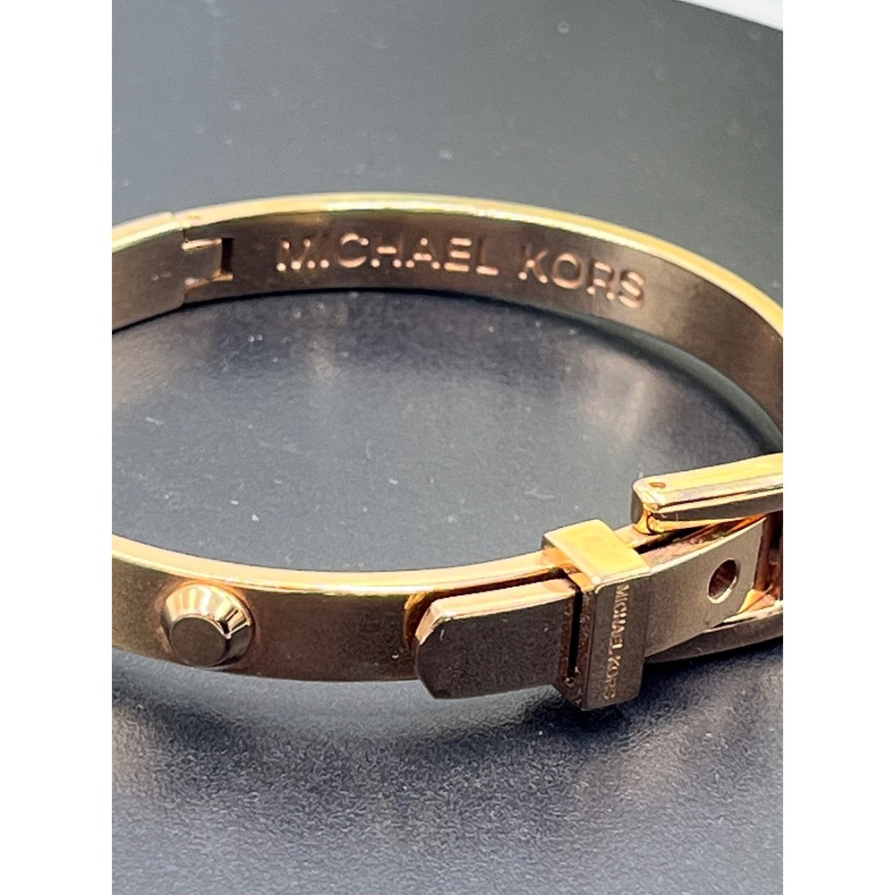 Michael Kors Designer Astor Rose Gold Buckle Closure Bangle Bracelet - Picture 3 of 16